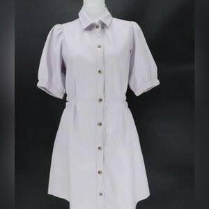 Light Purple faux leather Button-Up Dress with peek-a-boo detail.
